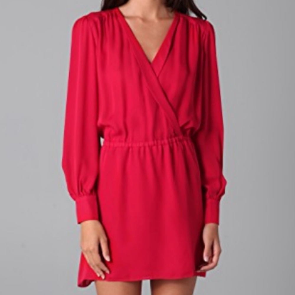Faux Wrap Dress in Red